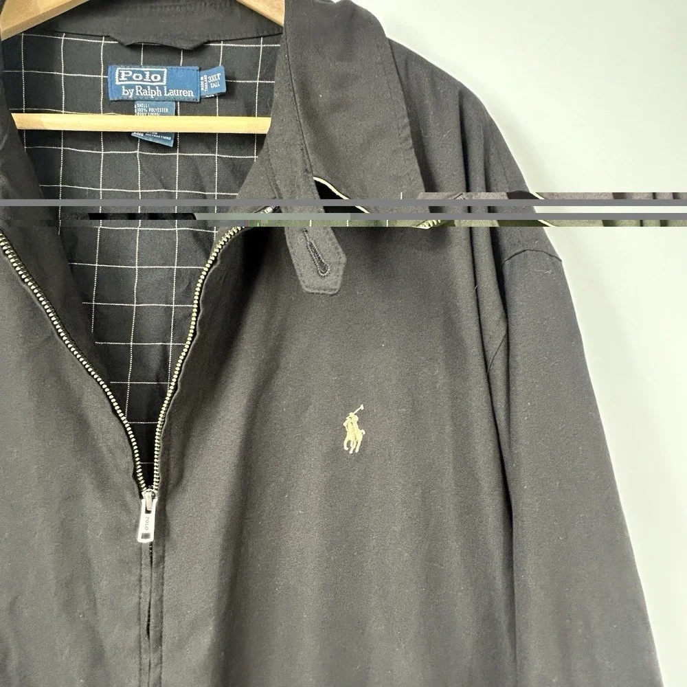 Polo Ralph Lauren Jacket Mens 3XLT Black Harrington Full Zip Tall Pony Logo